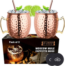 Moscow Mule Kupferbecher Set 2er Pack 19.5 Oz Cocktail Bar Party