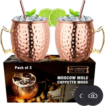 Moscow Mule Kupferbecher Set 2er Pack 19.5 Oz Cocktail Bar Party