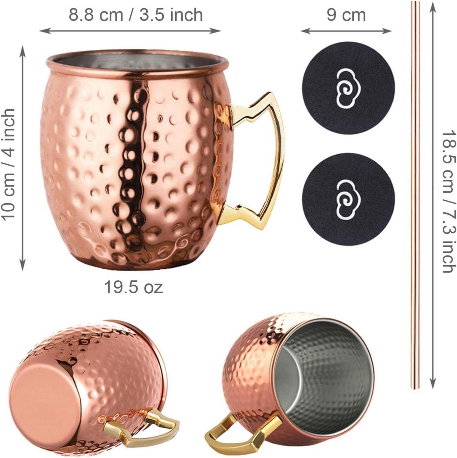 Moscow Mule Kupferbecher Set 2er Pack 19.5 Oz Cocktail Bar Party