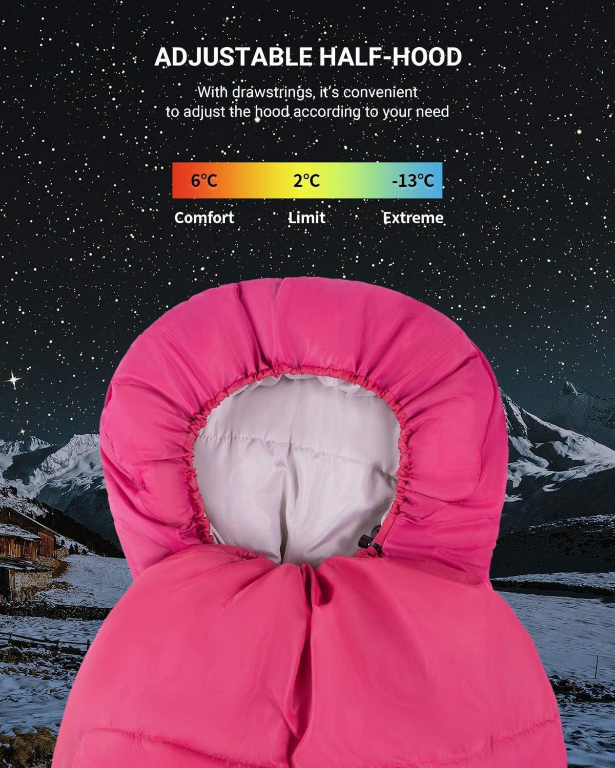 Mumienschlafsack 3-4 Jahreszeiten für große Kälte Camping Hiking