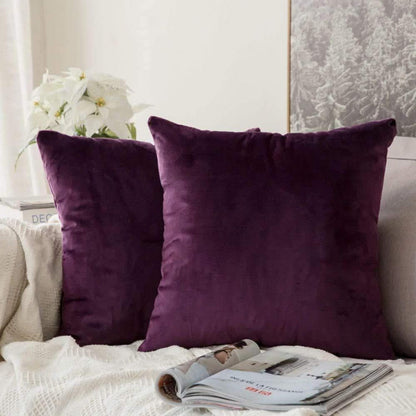 Samtkissenbezug 40x40 cm Aubergine - 2er Set