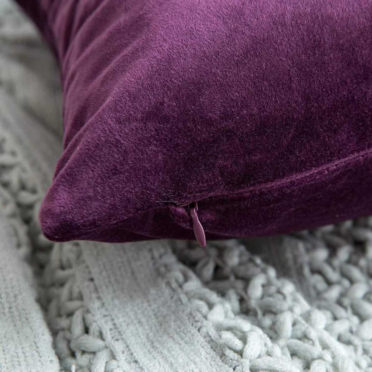 Samtkissenbezug 40x40 cm Aubergine - 2er Set