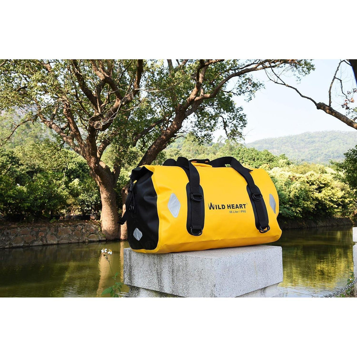 Wasserdichte Motorradtasche 55L/66L/77L Gelb mit Reflektoren