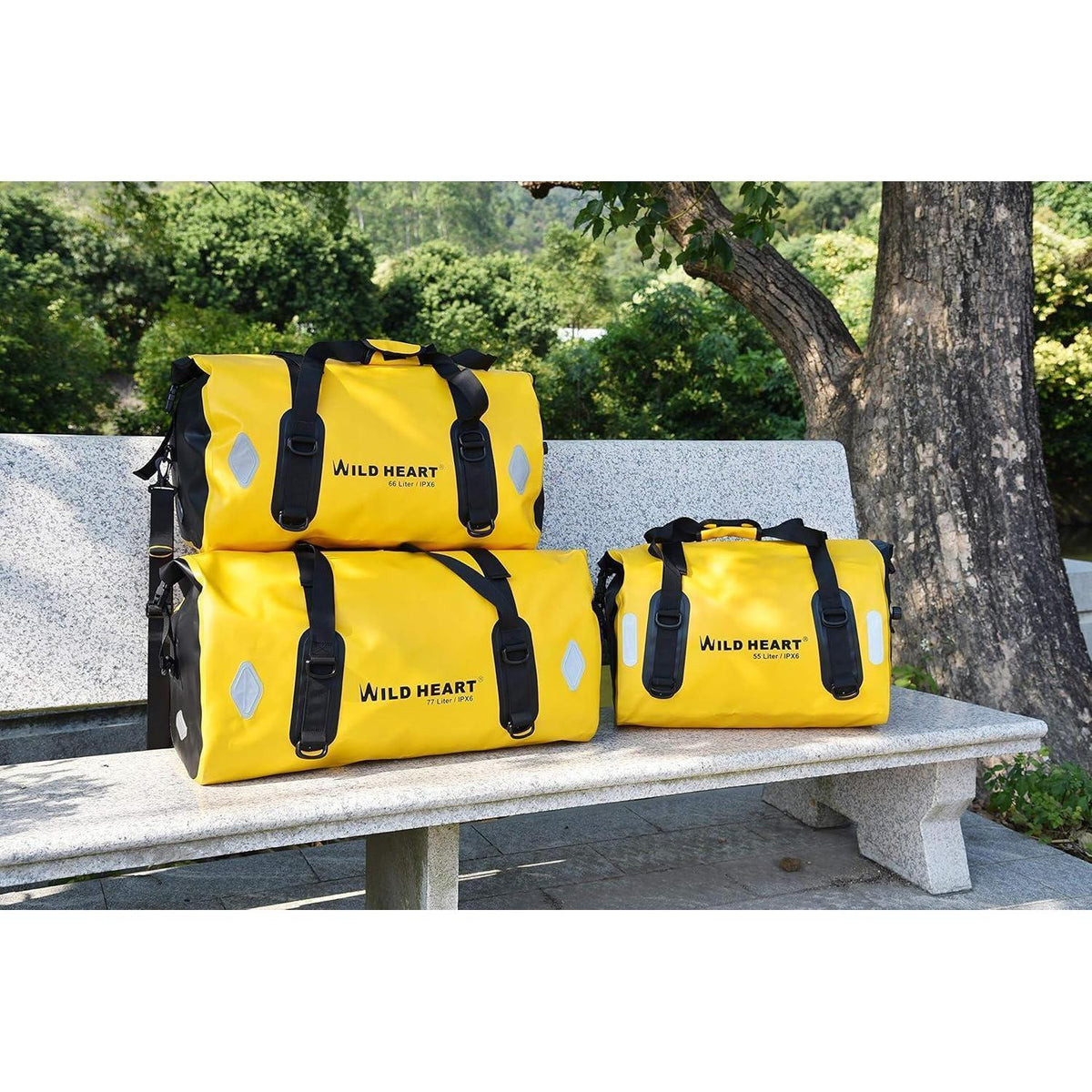 Wasserdichte Motorradtasche 55L/66L/77L Gelb mit Reflektoren