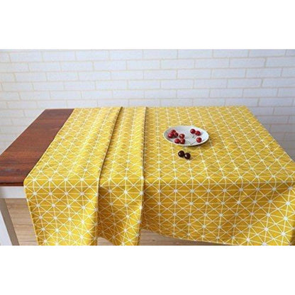 Baumwoll-Leinen Tischdecke Rechteckig Gelb 140x140 cm