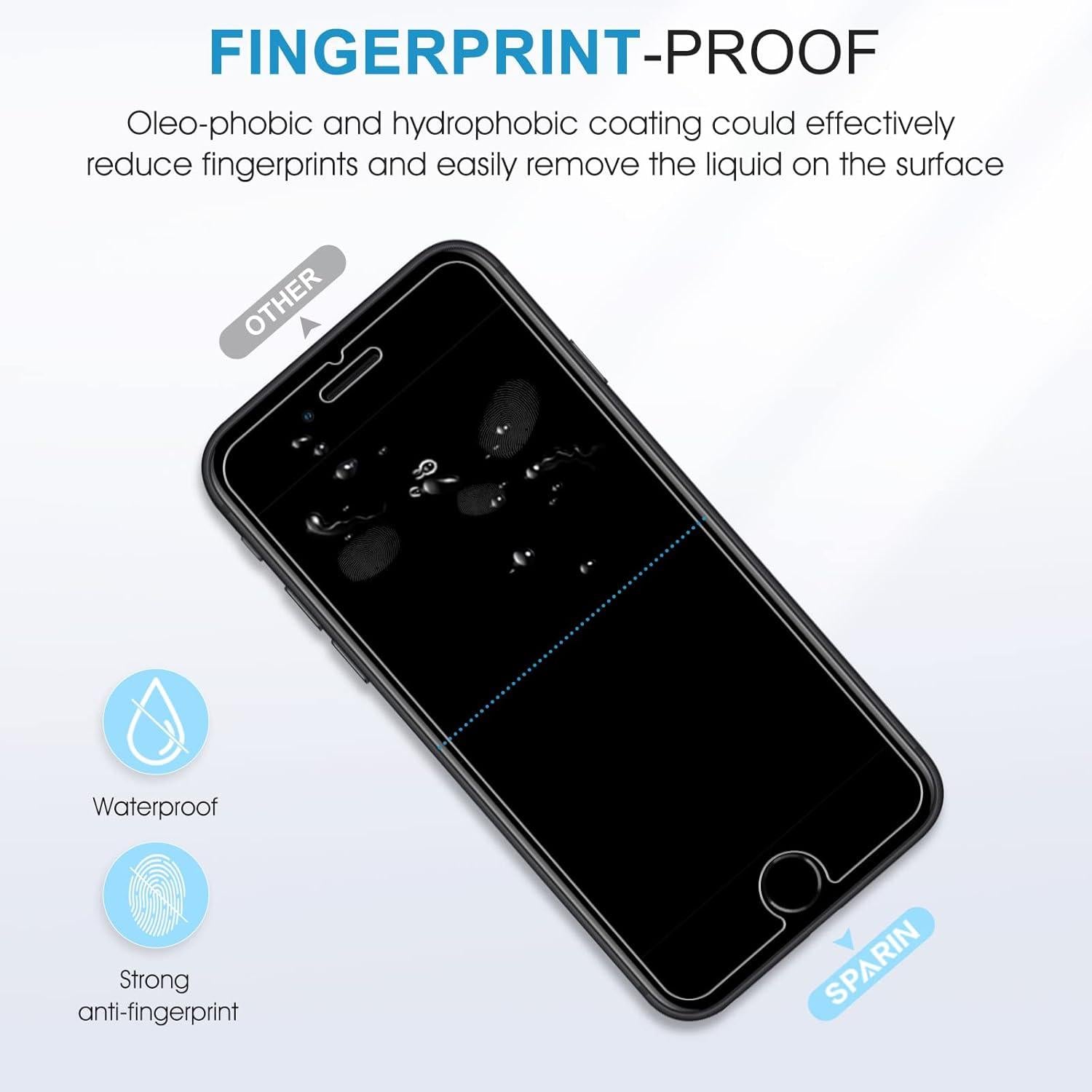 SPARIN Schutzfolie iPhone SE 2022/2020, 3 Stück Panzer Schutz Glas 9H Härte 4,7 Zoll