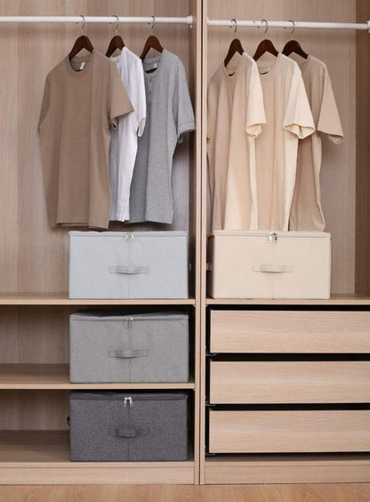 Aufbewahrungsboxen mit Deckel, Beige, 45x35x25 cm, 2er-Set
