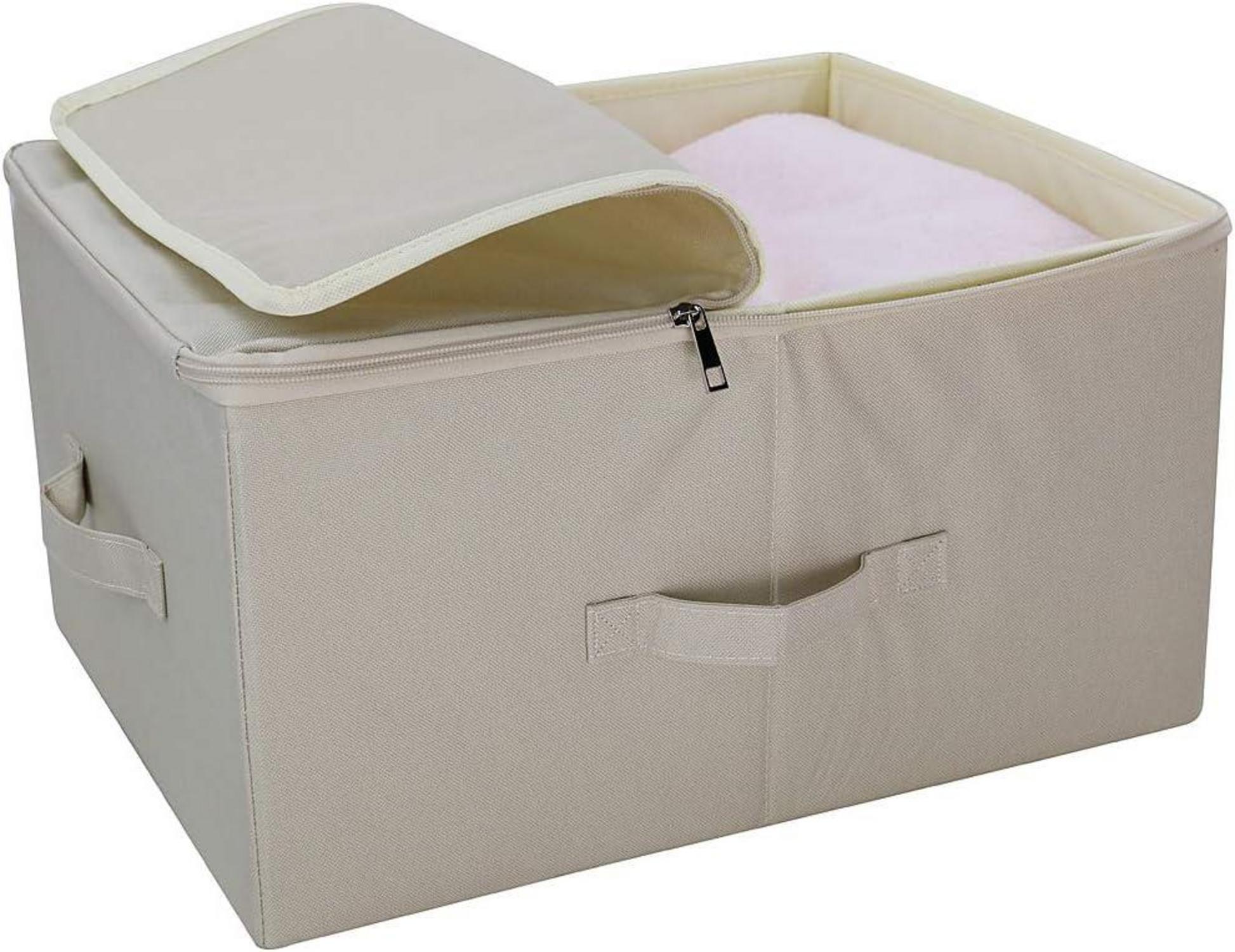 Aufbewahrungsboxen mit Deckel, Beige, 45x35x25 cm, 2er-Set