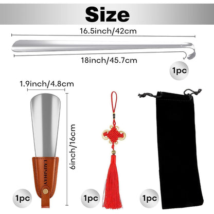 2er Pack Metall Schuhlöffel Set - Lang und Kurz mit