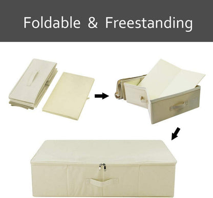 IKEA Style Stoff Unterbett Aufbewahrungsbox Organizer Beige 70x40x18 cm