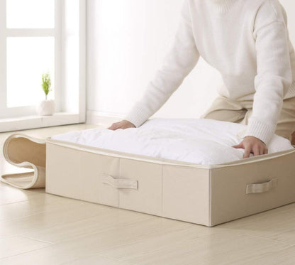 IKEA Style Stoff Unterbett Aufbewahrungsbox Organizer Beige 70x40x18 cm
