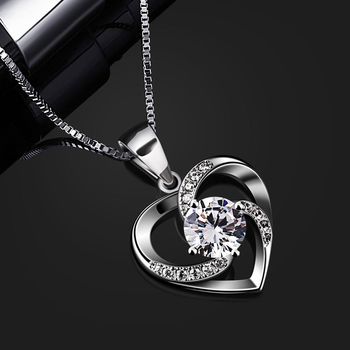 B.Catcher Herz Kette Damen 925 Sterling Silber Zirkonia 45CM