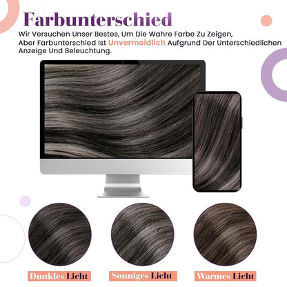 Clip-in Echthaar Extensions Ombre Schwarz Silber 55cm