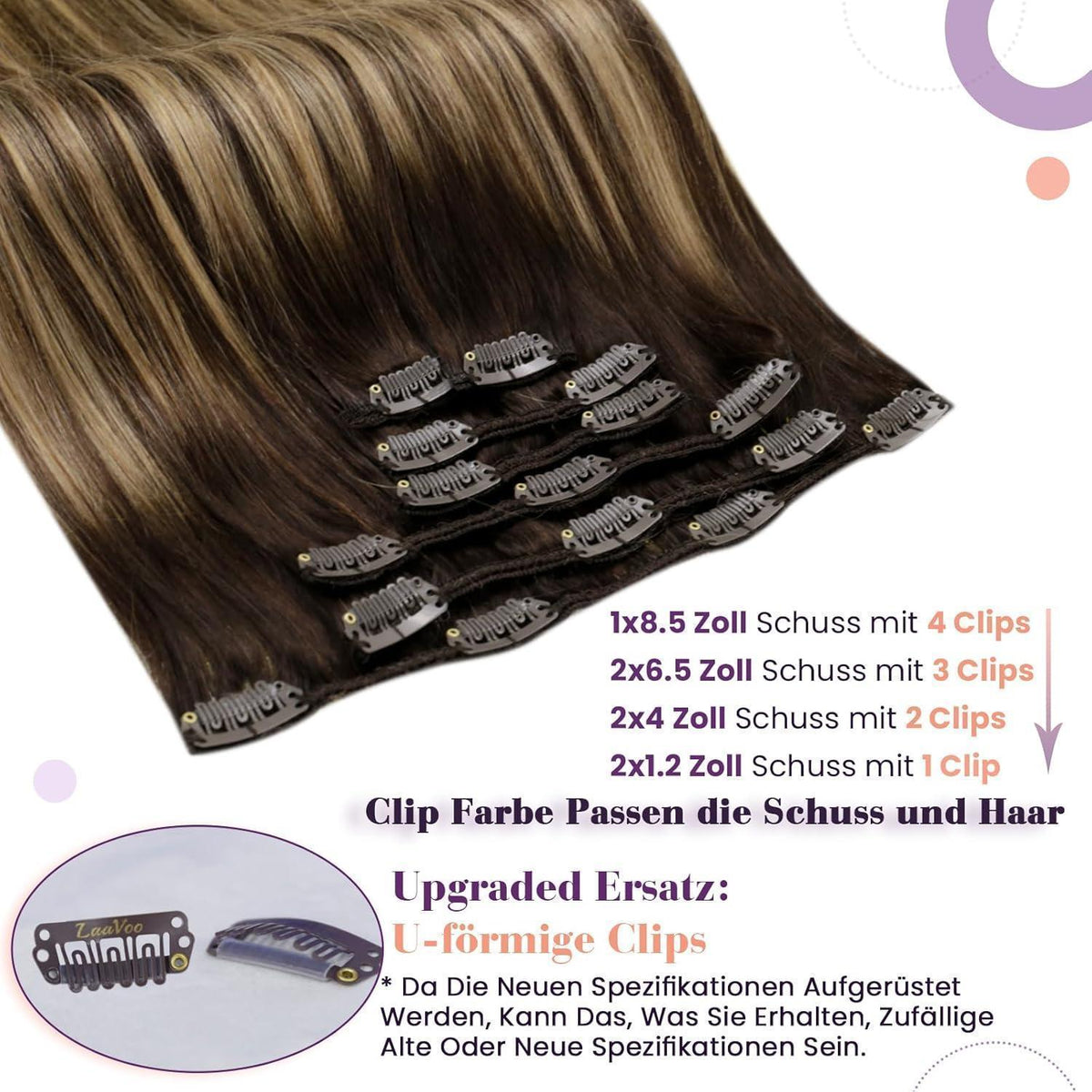 Echthaar Clip-In Braun 55cm – Haarverlängerung Balayage