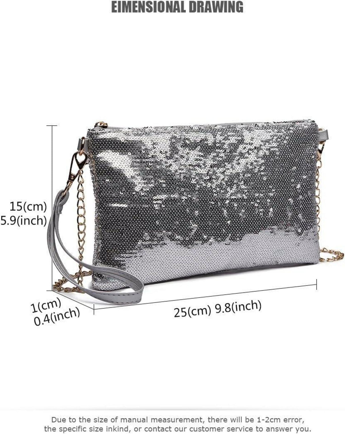 Miss Lulu Damen Pailletten Mini Umhängetasche Schultertasche