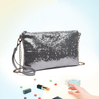 Kleine Pailletten Clutch Damen Umhängetasche Party Schultertasche