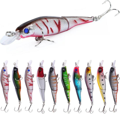 Sougayilang Minnow Kurbelköder Schwimmköder Set Forelle Barsch 10