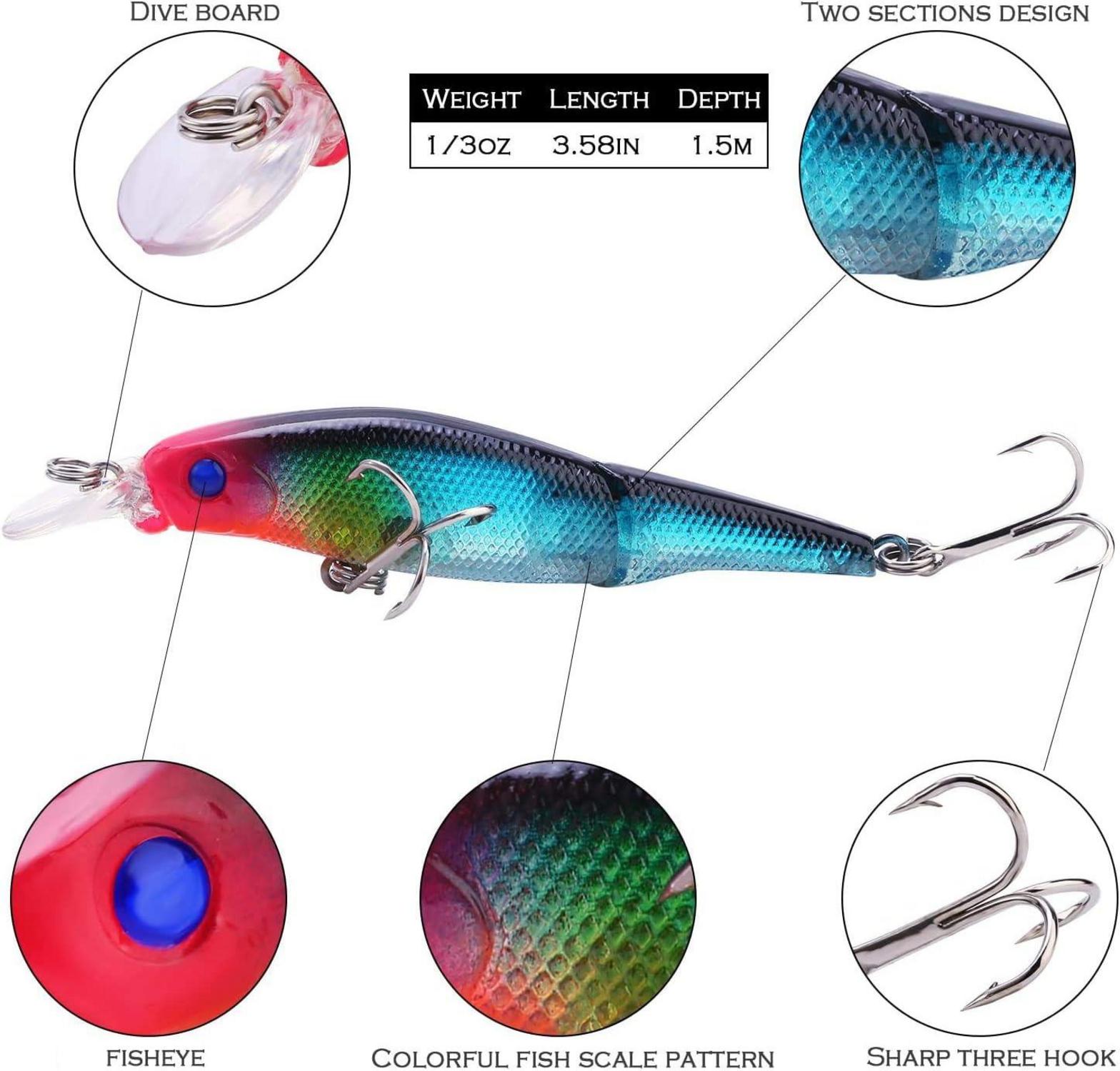Sougayilang Minnow Kurbelköder Schwimmköder Set Forelle Barsch 10