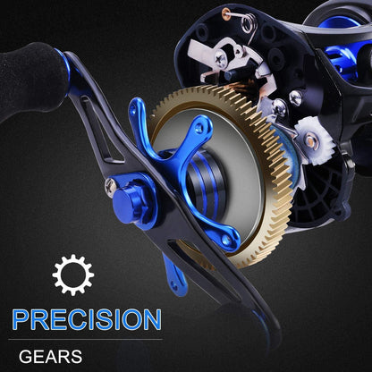 Baitcasting Angelrolle 7.0:1 Low Profile Carbon Fiber Drag 9+1 Lager Dual