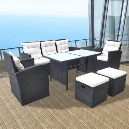 vidaXL Gartenmöbel Set Poly Rattan 7-tlg. Sitzgruppe