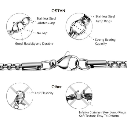 Edelstahl Seilkette 3mm Breite 60cm Länge für Damen und Herren