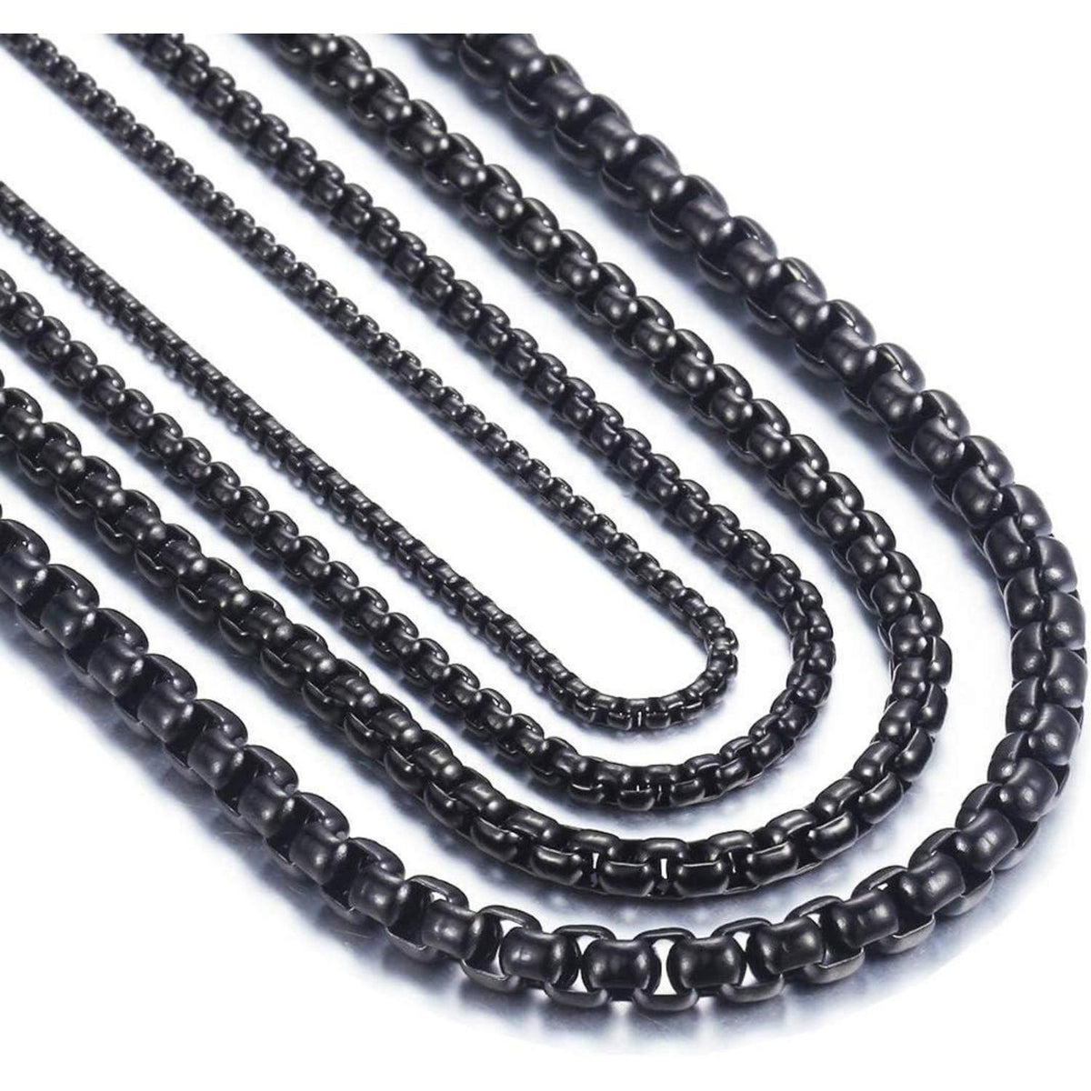 Herren Damen Edelstahl Box Kette Briolette 2-5mm Breite 45-80cm Länge