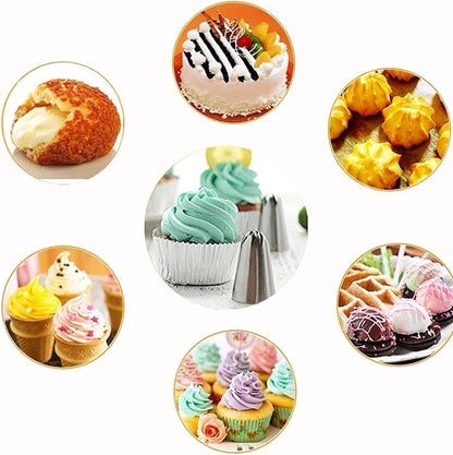 Spritzbeutel Set 34-teilig Edelstahl Silikon Tüllen Cupcakes Kuchen