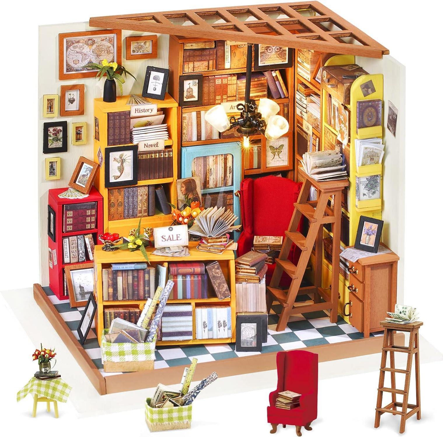Rolife Miniatur Puppenhaus DIY Holz Bibliothek Modell Kinder 14-17