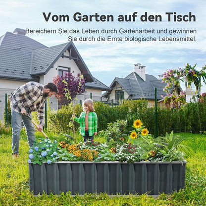 KING BIRD Hochbeet Metall 174x90x30cm Grau für Garten Pflanzkübel Blumenkasten