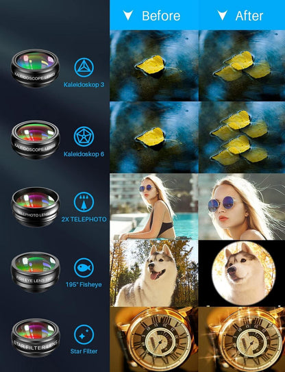 Apexel 10in1 Handy Kamera Objektiv Kit Weitwinkel Makro Tele Fisheye Filter