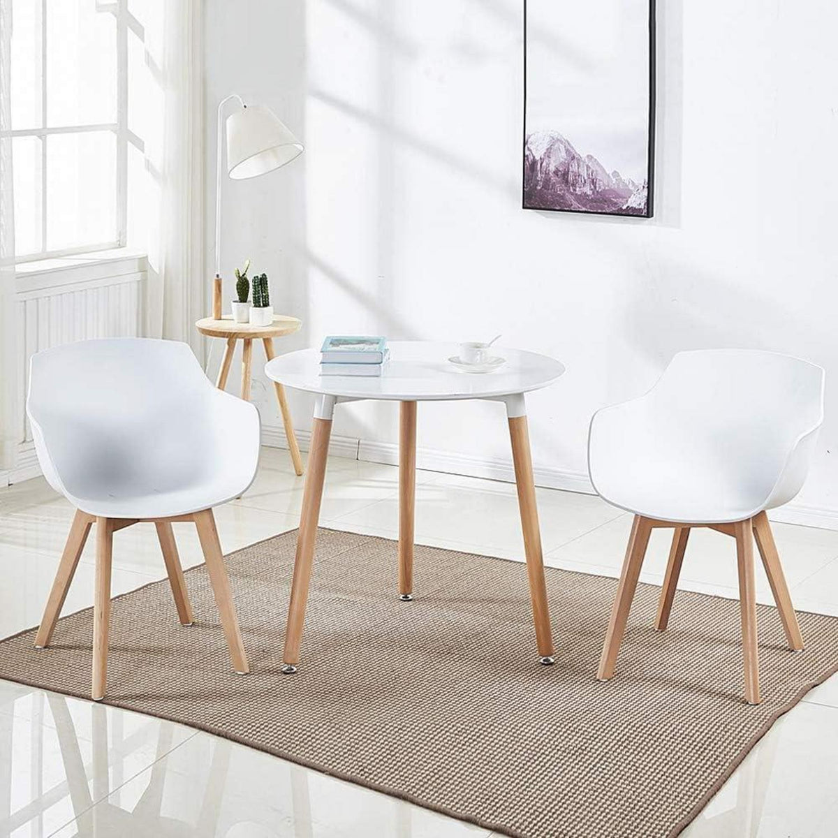 Runder Esstisch Weiß – Küchentisch Holz 80x80cm Skandinavisch