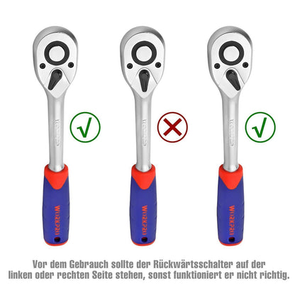 Steckschlüsselsatz 108-teilig mit Knarre und Bitsatz für Auto