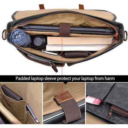 Herrentasche Canvas Wasserdicht 15.6 Laptop Vintage Grau