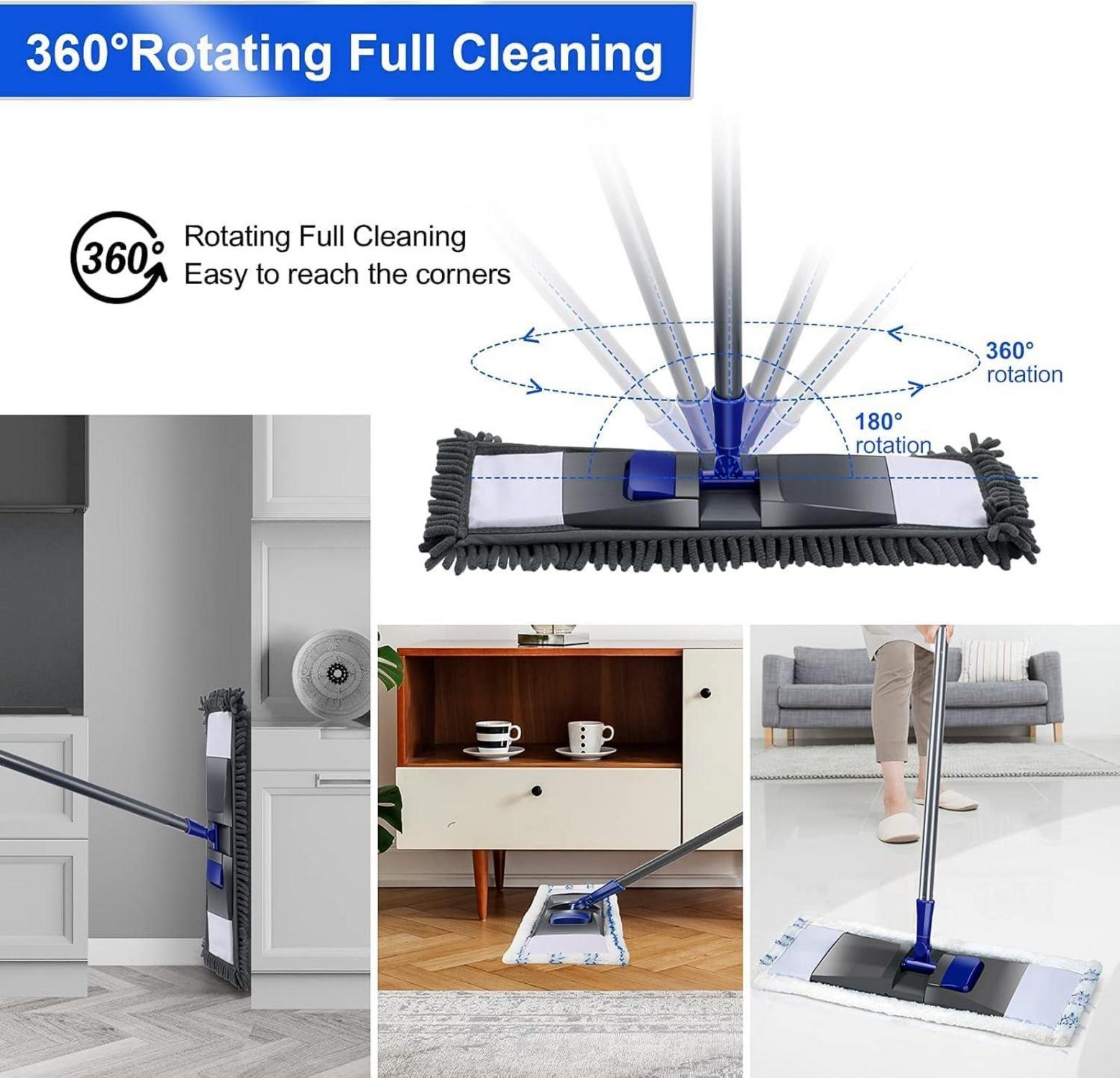 Wischtuch Mikrofaser Bodenwischer Profi XL 360° Drehgelenk 4 Pads