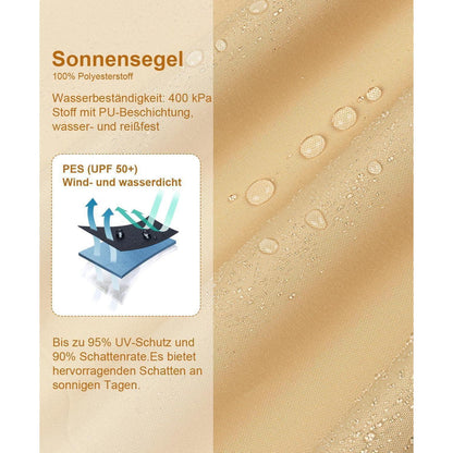 Wasserdichtes Sonnensegel Dreieck 3x3m Sandbeige UV-Schutz für Außenbereich