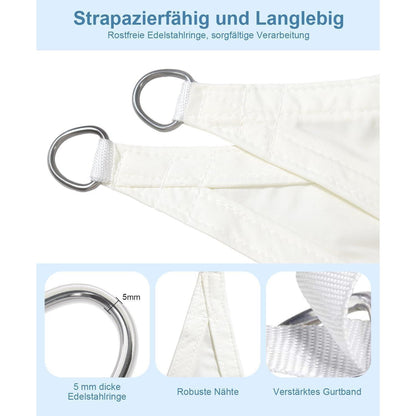 Dreieckiges Sonnensegel 3x3m Wasserdicht Cremeweiß UV-Schutz