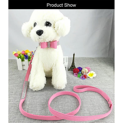 3er-Set Hundehalsband & Leine - Pink M in Lederoptik