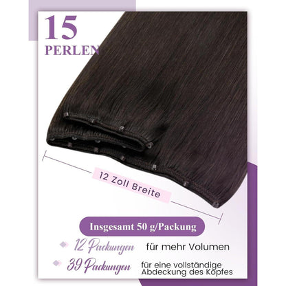 Echthaar Tressen mit Micro Rings – 12 Zoll, #2, 50g