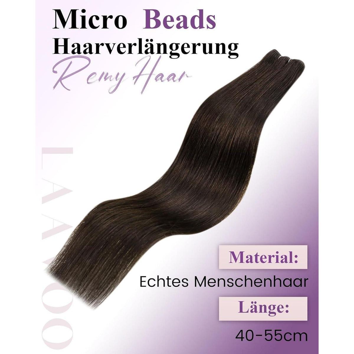 Echthaar Tressen mit Micro Rings – 12 Zoll, #2, 50g