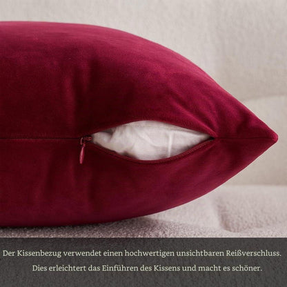 Samtkissenbezug 50x50 cm Weinrot - 2er Set