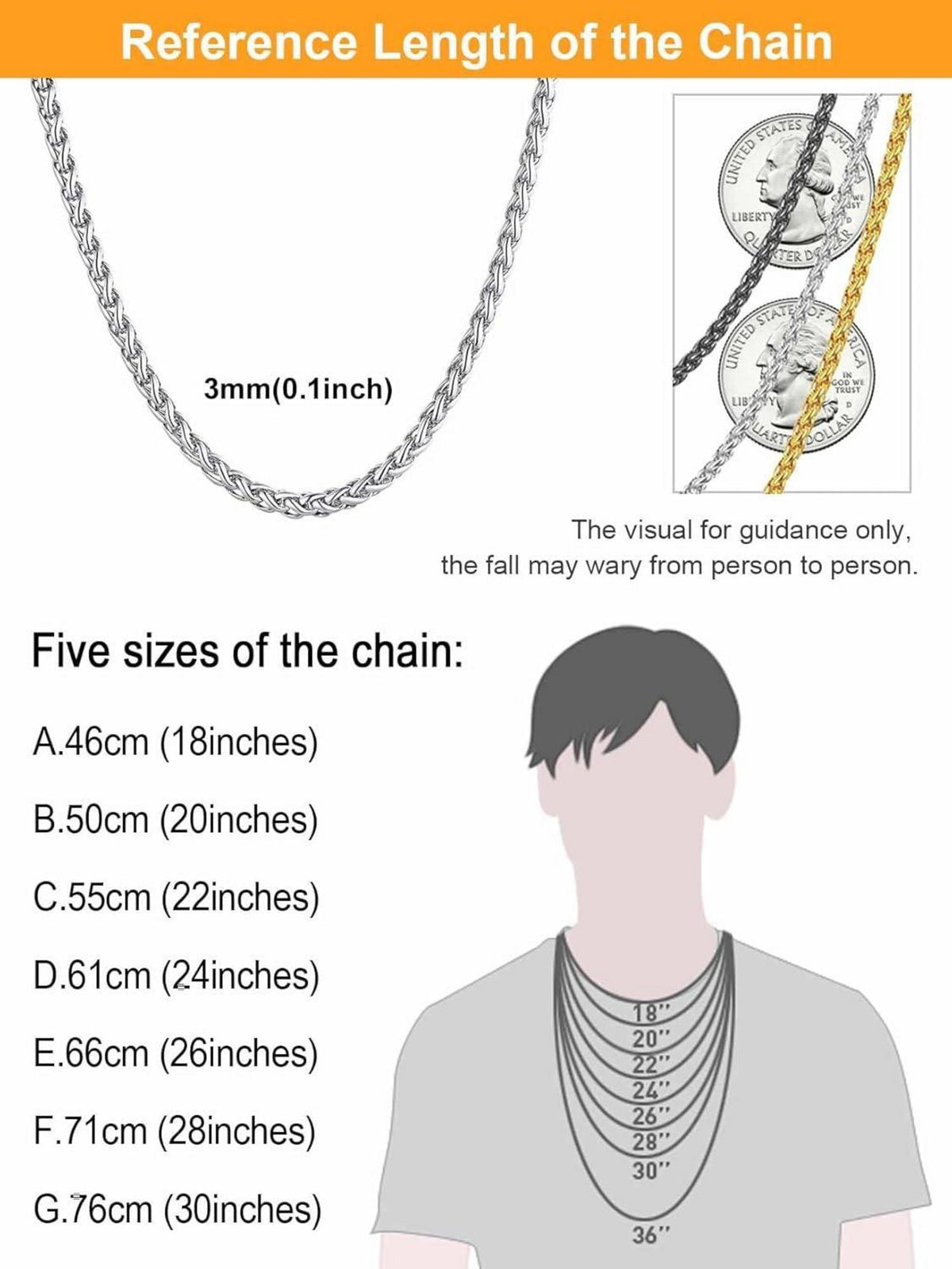 U7 klassische Weizenkette Edelstahl vergoldet 3mm 55cm Männer Frauen Hip-Hop