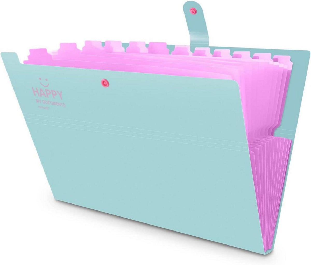 Dokumentenmappe A4 Erweiterbare 12 Fächer Organizer grün/rosa