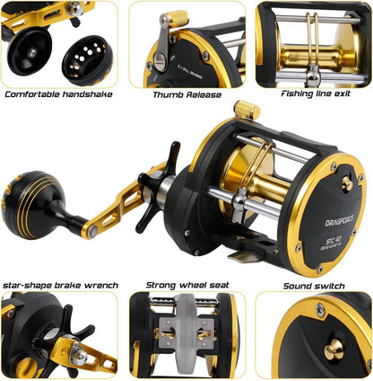 Hochwertige Tiefsee-Angelrolle mit Maximaler Zugkraft 18,1 kg