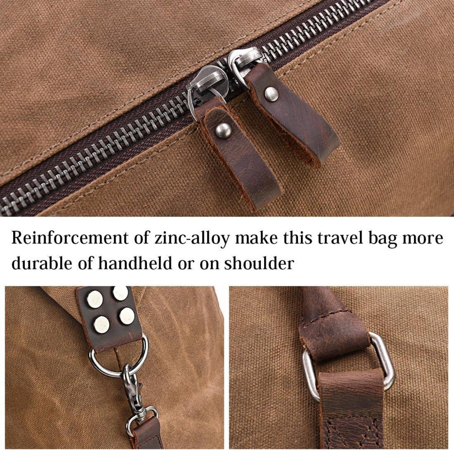 Herren Vintage Leder Canvas Weekender Reisetasche Wasserdicht