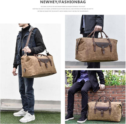 Vintage Herren Leder Weekender Reisetasche Canvas Groß Wasserfest