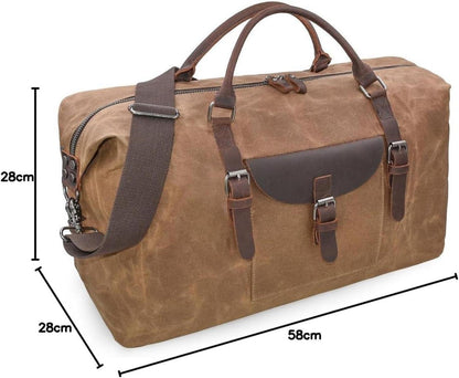 Herren Vintage Leder Canvas Weekender Reisetasche Wasserdicht