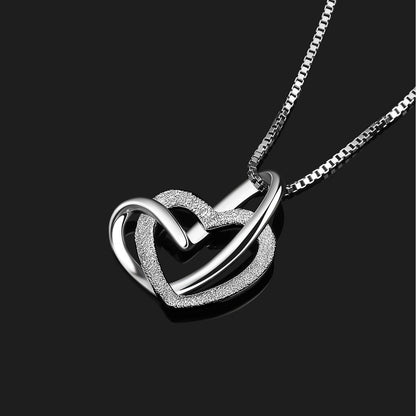 Herz Kette 925 Silber Anhänger Halskette 45CM Zirkonia Damen