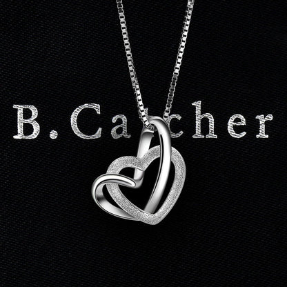 Herz Kette 925 Silber Anhänger Halskette 45CM Zirkonia Damen