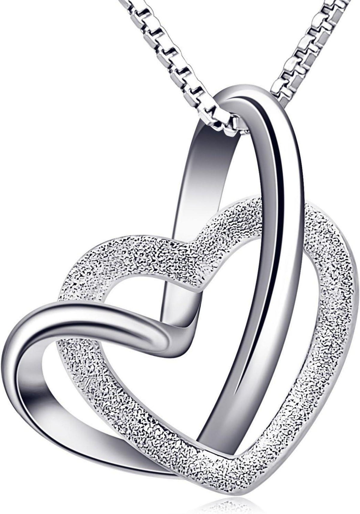 Herz Kette 925 Silber Anhänger Halskette Zirkonia 4.4g