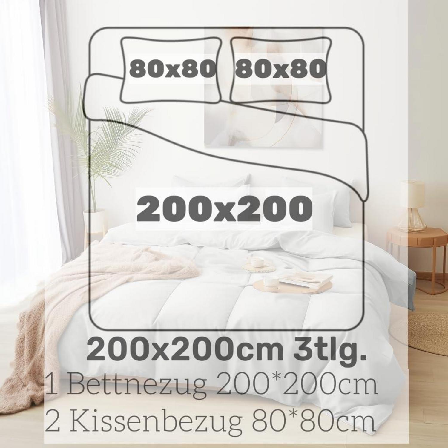 Bettwäsche Microfaser gebürstet 200x200cm Schwarz 2 Kissenbezüge